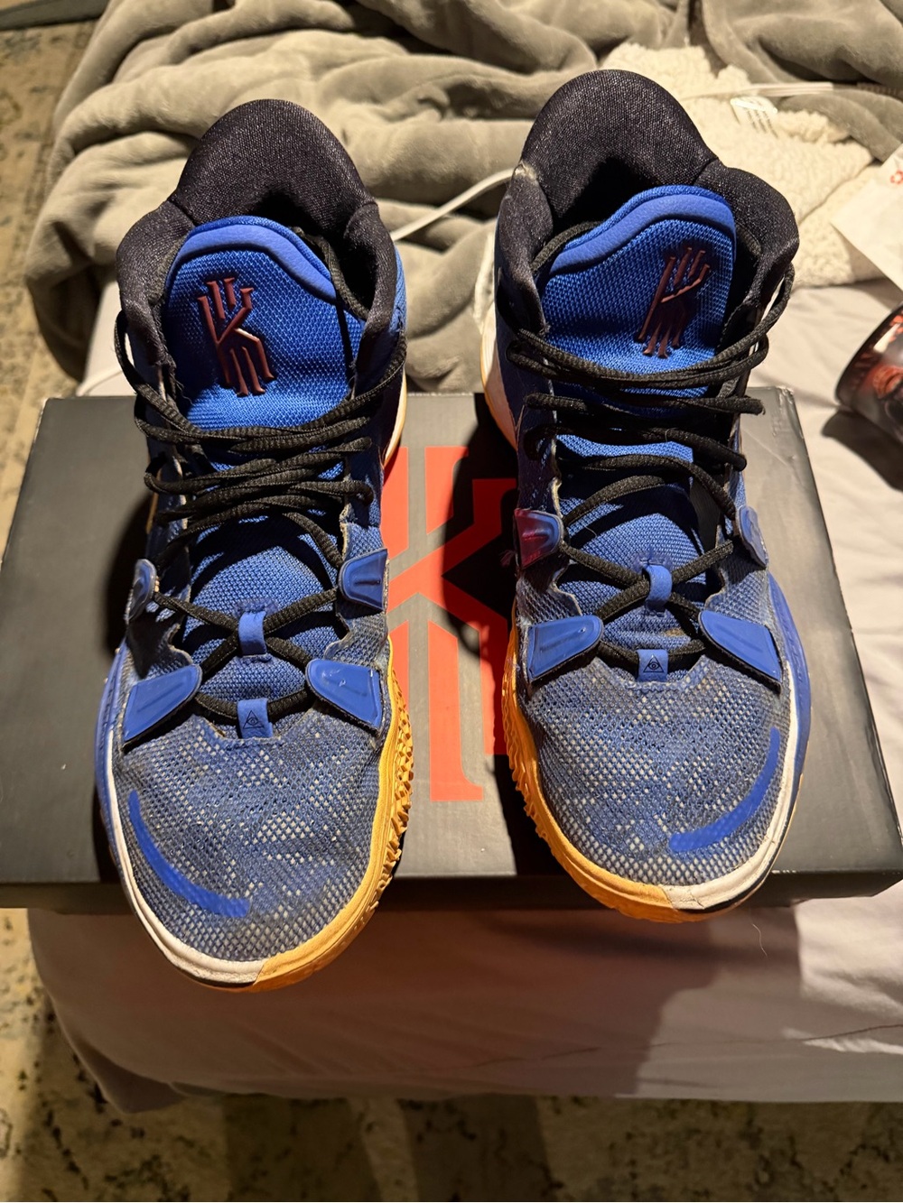 Nike Blue and Yellow High-Top Basketball Sneakers - Picture 2 of 4